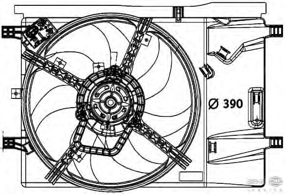 8EW376729651 HELLA difusor do radiador de esfriamento, montado com motor e roda de aletas