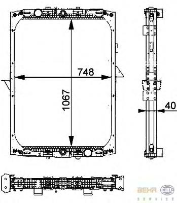 8MK376722281 HELLA radiador de esfriamento de motor