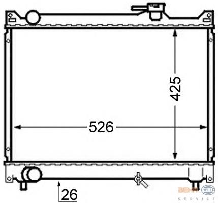 8MK376724-661 HELLA radiador de esfriamento de motor