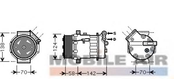 3700K448 VAN Wezel compressor de aparelho de ar condicionado