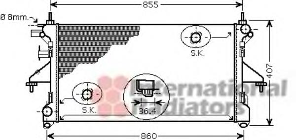 40002304 VAN Wezel radiador de esfriamento de motor