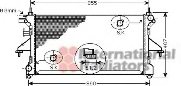 40002308 VAN Wezel radiador de esfriamento de motor