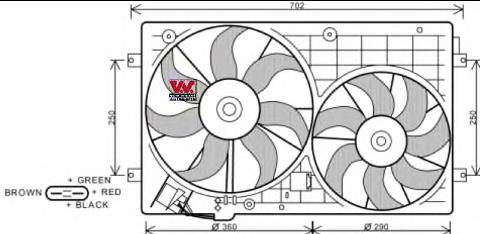 5894748 VAN Wezel difusor do radiador de esfriamento, montado com motor e roda de aletas