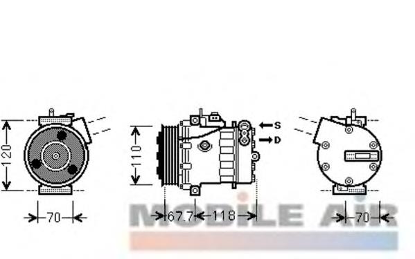 1700K384 VAN Wezel compressor de aparelho de ar condicionado