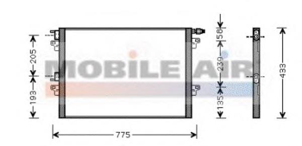 43005297 VAN Wezel radiador de aparelho de ar condicionado