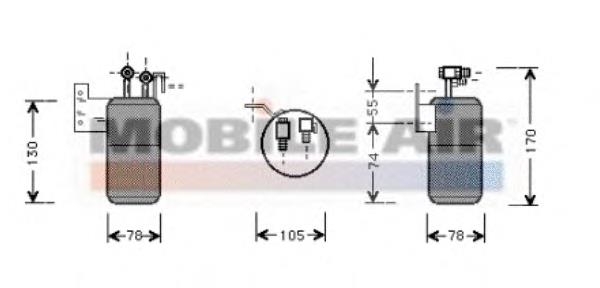 Tanque de recepção do secador de aparelho de ar condicionado 5800D017 VAN Wezel