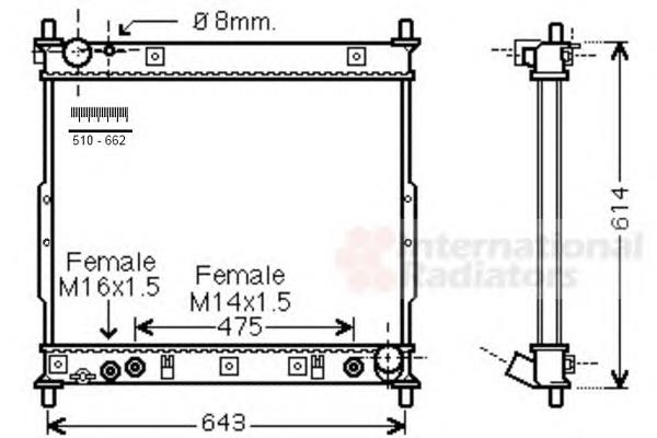 Radiador de esfriamento de motor 81002104 VAN Wezel