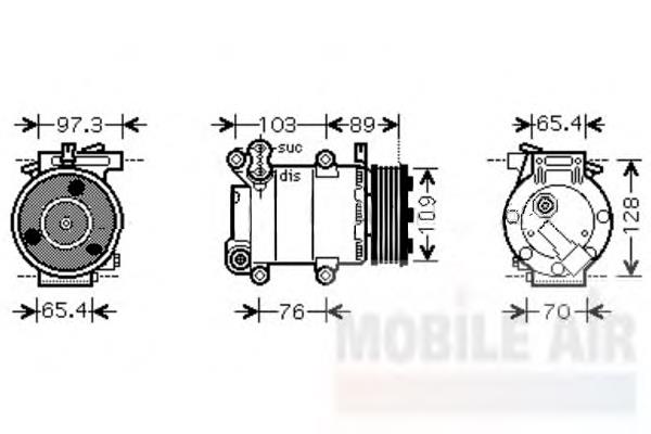 1800K391 VAN Wezel compressor de aparelho de ar condicionado