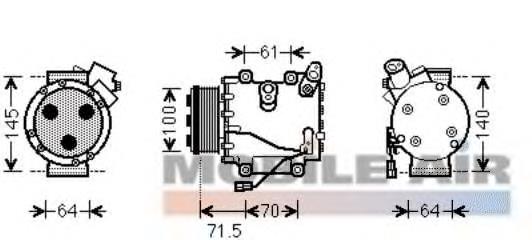 2500K235 VAN Wezel compressor de aparelho de ar condicionado