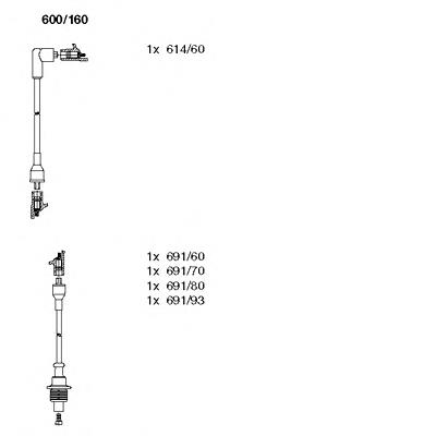 95659596 Peugeot/Citroen fios de alta voltagem, kit