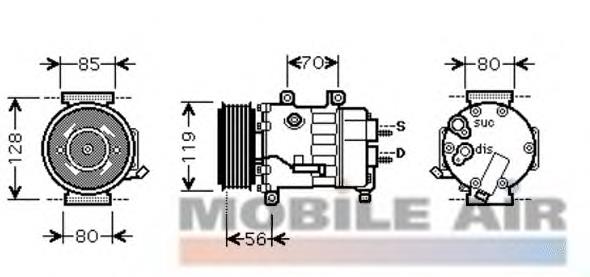 0900K256 VAN Wezel compressor de aparelho de ar condicionado