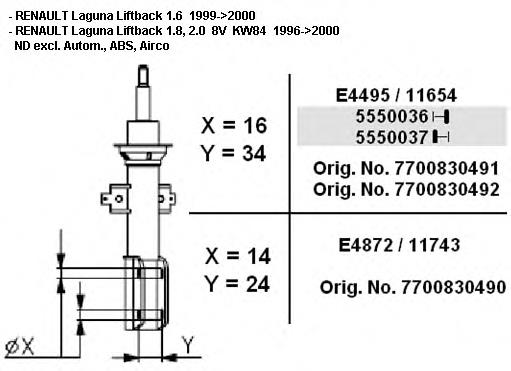 Amortecedor dianteiro esquerdo para Renault Laguna (B56)