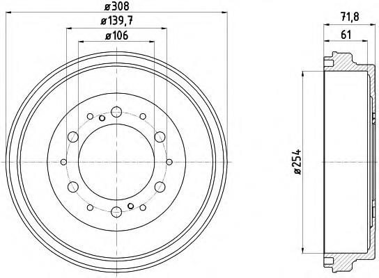 Tambor do freio traseiro 14D63810 Brembo