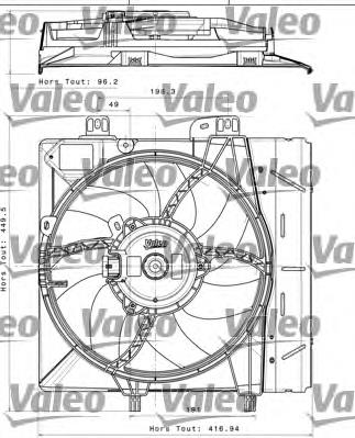 696393 VALEO difusor do radiador de esfriamento, montado com motor e roda de aletas