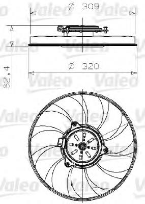696001 VALEO ventilador elétrico de esfriamento montado (motor + roda de aletas esquerdo)