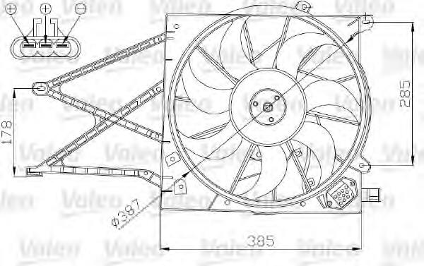 696173 VALEO ventilador elétrico de esfriamento montado (motor + roda de aletas)