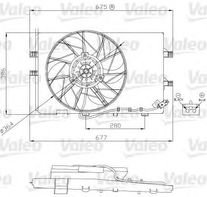 696130 VALEO difusor do radiador de esfriamento, montado com motor e roda de aletas