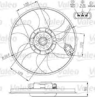 696284 VALEO ventilador elétrico de esfriamento montado (motor + roda de aletas)