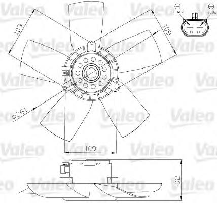 Ventilador elétrico de esfriamento montado (motor + roda de aletas) para Opel Astra (51, 52)
