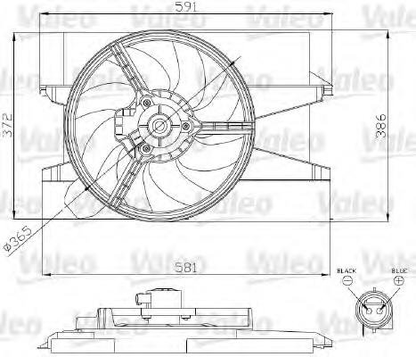 7740110 Kamoka difusor do radiador de esfriamento, montado com motor e roda de aletas