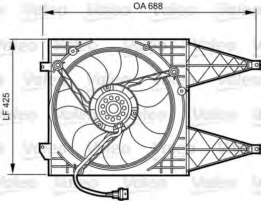 Difusor do radiador de esfriamento, montado com motor e roda de aletas 330136 ACR