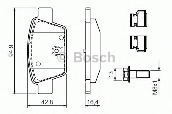 0 986 494 030 Bosch sapatas do freio traseiras de disco