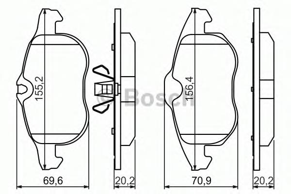 0986494044 Bosch sapatas do freio dianteiras de disco