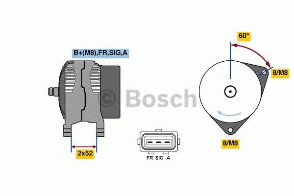 Генератор автомобиля Bosch 0986081090