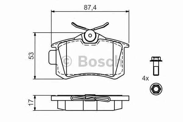 0986494514 Bosch sapatas do freio traseiras de disco