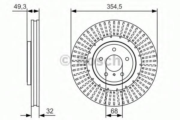 0986479T02 Bosch disco do freio dianteiro