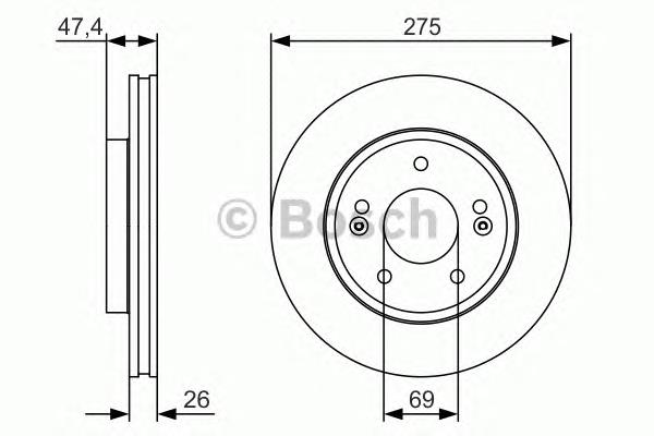 0986479R26 Bosch disco do freio dianteiro