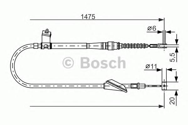 1 987 477 608 Bosch cabo do freio de estacionamento traseiro direito