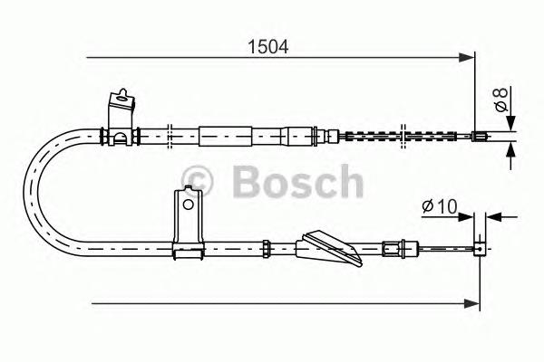 1987477611 Bosch cabo do freio de estacionamento traseiro esquerdo