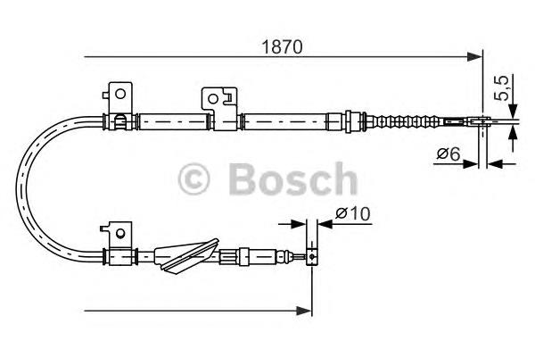 1987477602 Bosch cabo do freio de estacionamento traseiro esquerdo