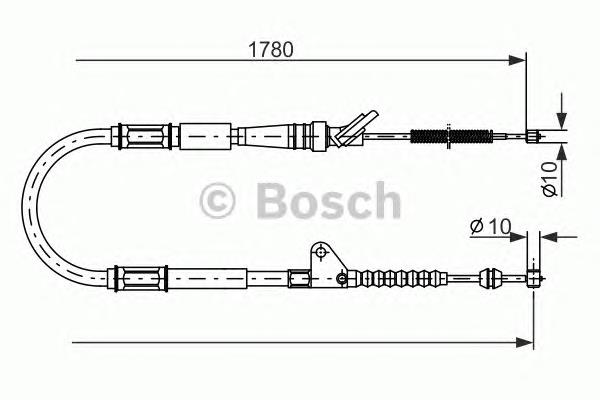 1987477414 Bosch cabo do freio de estacionamento traseiro esquerdo