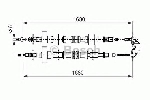1987477528 Bosch Трос ручного тормоза задний правый/левый