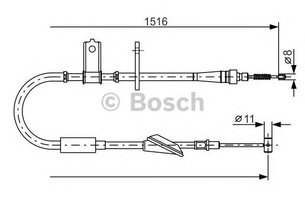 1987477771 Bosch cabo do freio de estacionamento traseiro esquerdo