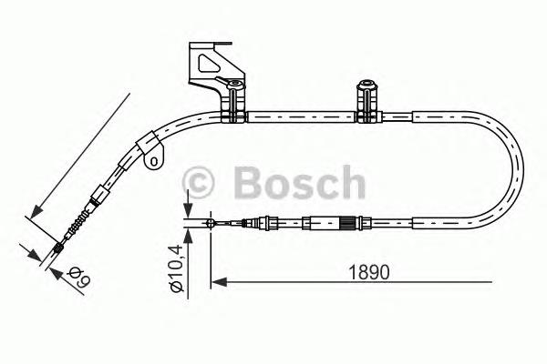 1987477803 Bosch cabo do freio de estacionamento traseiro esquerdo