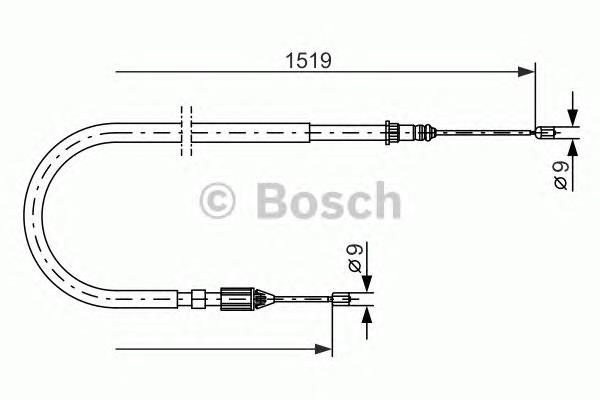 1987477654 Bosch cabo do freio de estacionamento traseiro esquerdo