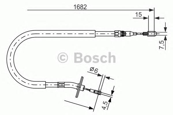 1987477703 Bosch cabo do freio de estacionamento traseiro esquerdo