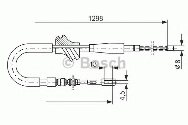 1987477054 Bosch Трос ручного тормоза задний, правый