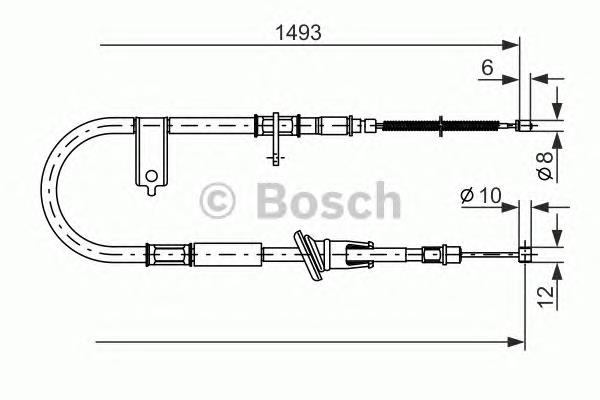 1987477066 Bosch cabo do freio de estacionamento traseiro esquerdo