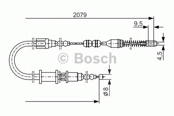 1987477141 Bosch cabo do freio de estacionamento traseiro direito