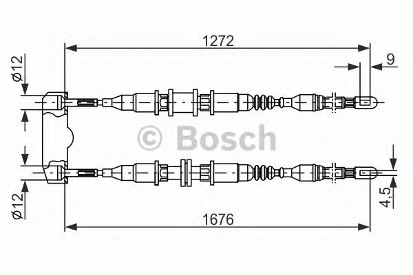 1987477136 Bosch cabo traseiro direito/esquerdo do freio de estacionamento