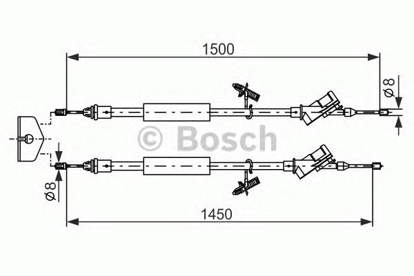 1987477222 Bosch cabo traseiro direito/esquerdo do freio de estacionamento