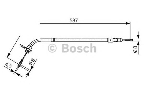 1987477224 Bosch cabo do freio de estacionamento traseiro esquerdo