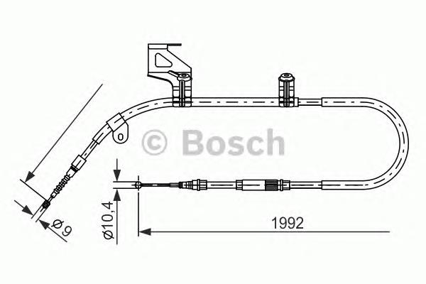 1987477244 Bosch cabo do freio de estacionamento traseiro esquerdo