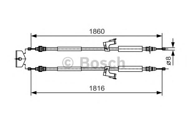 1987482019 Bosch cabo traseiro direito/esquerdo do freio de estacionamento