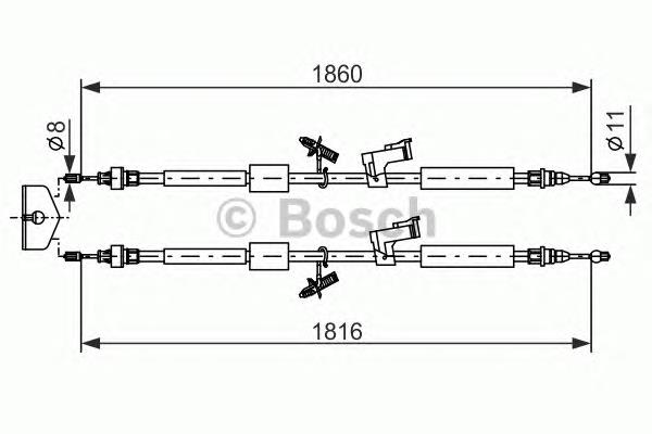 1987482189 Bosch cabo traseiro direito/esquerdo do freio de estacionamento