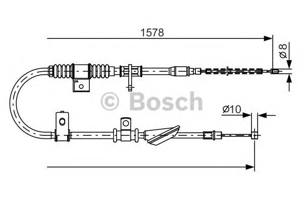 1987482168 Bosch cabo do freio de estacionamento traseiro esquerdo